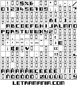 Vista previa del Mapa de Caracteres de la Tipografía