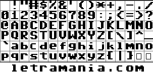 Vista previa del Mapa de Caracteres de la Tipografía