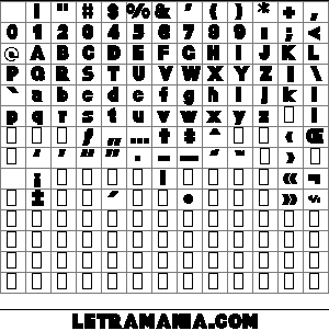 Vista previa del Mapa de Caracteres de la Tipografa